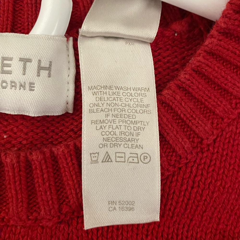 Rare vintage Claiborne Christmas sweater. Vibrant  red. 100% cotton warm & cozy - Picture 5 of 8